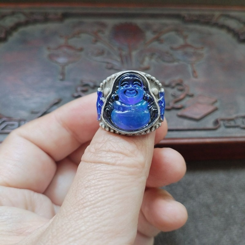 Ethnic Fashion Imports - Vintage Import Buddha-Ring mit Antiker Patina,
