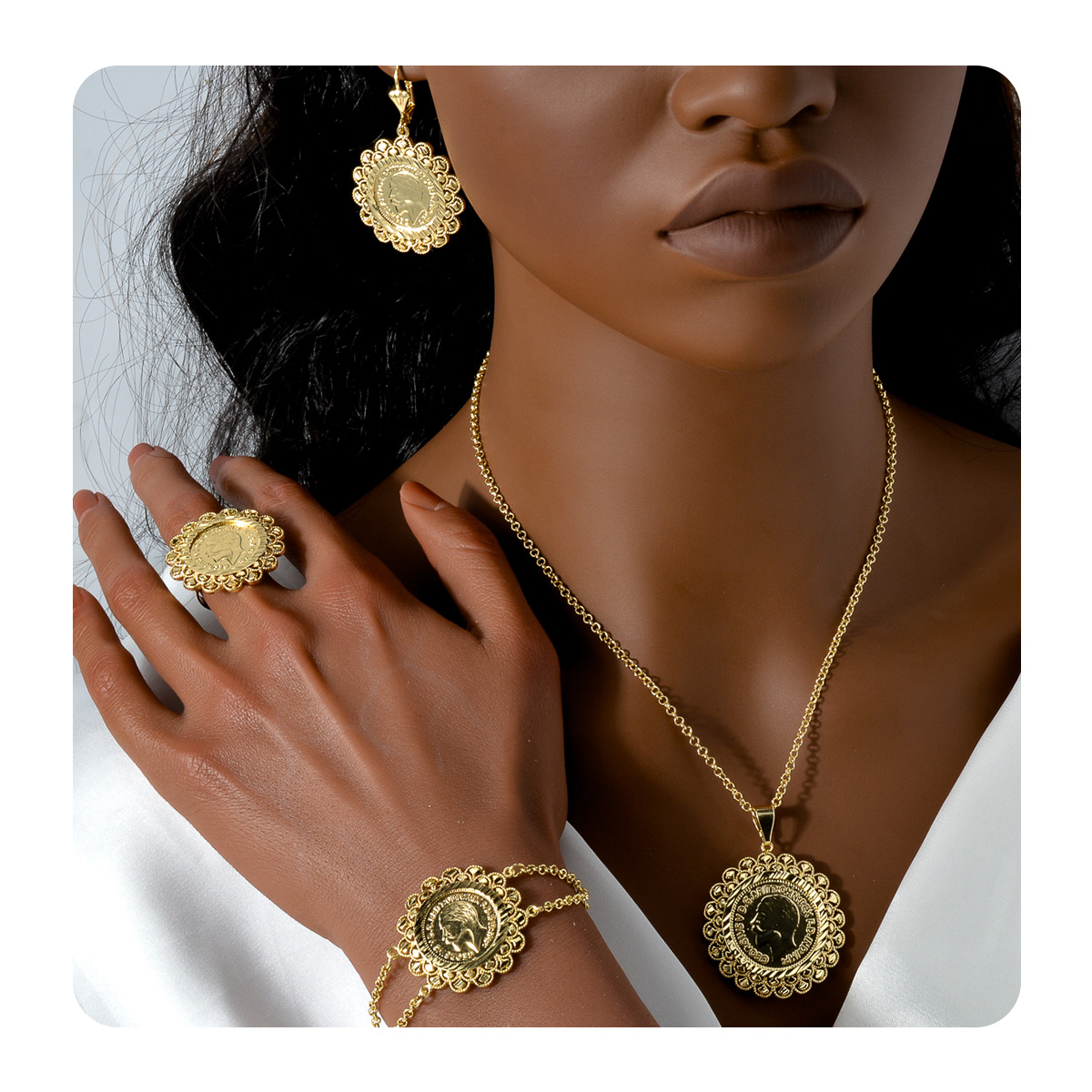 Vintage Münzporträt Schmuckset – Ethnic Fashion In Dubai Bewertung und Preis